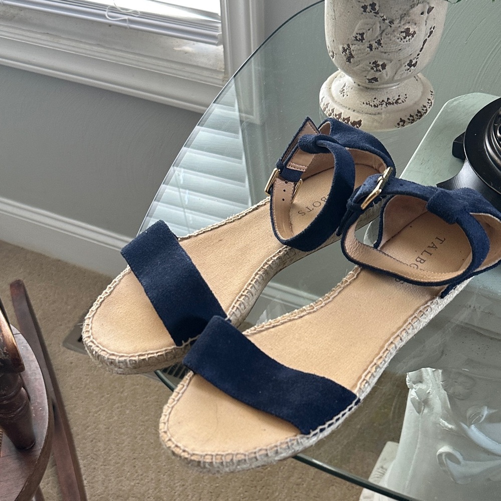 Talbots navy suede ankle strap sandals. Excellent condition.